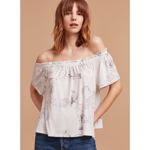 Aritzia Wilfred White Sartre Off-The-Shoulder Top - Picture 1 of 4